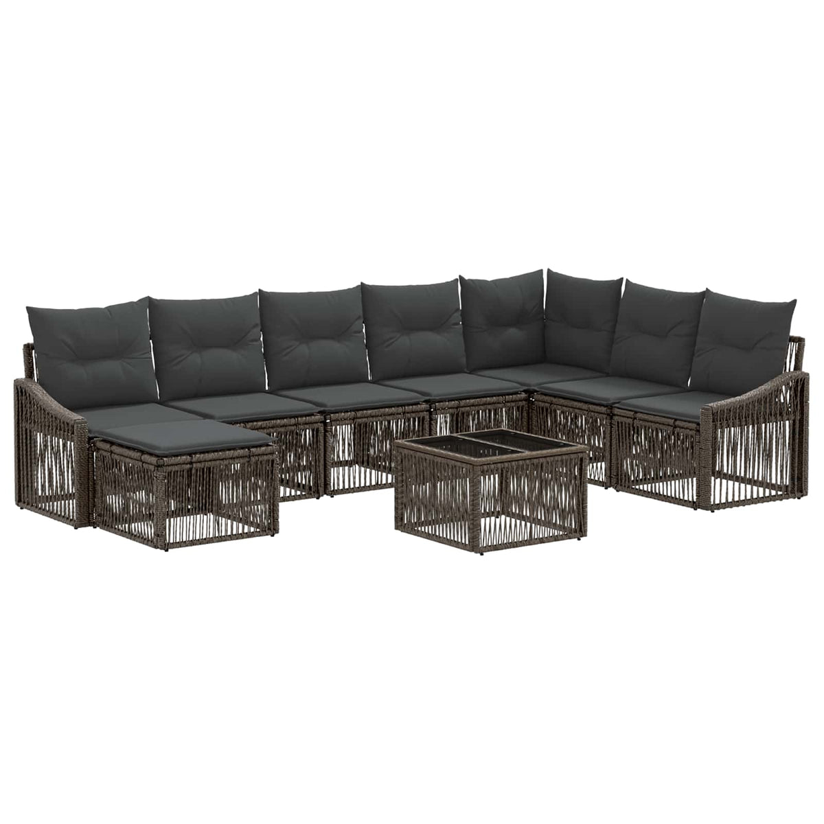 vidaXL Tuinbankenset 9 pcs Zwart poly rattan