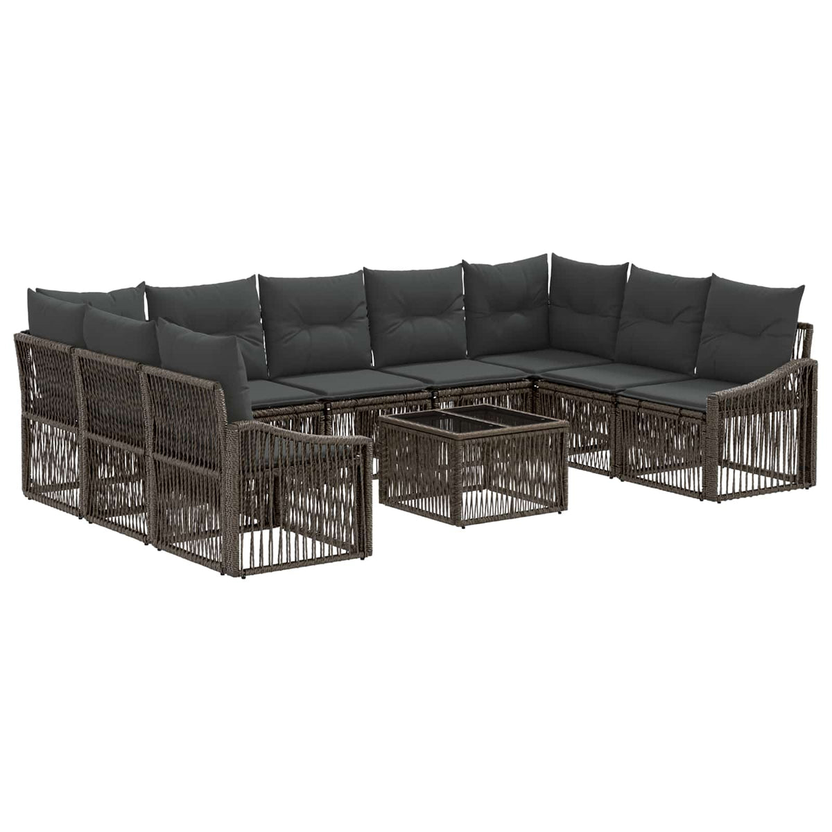vidaXL Tuinbankenset 10 pcs Zwart poly rattan