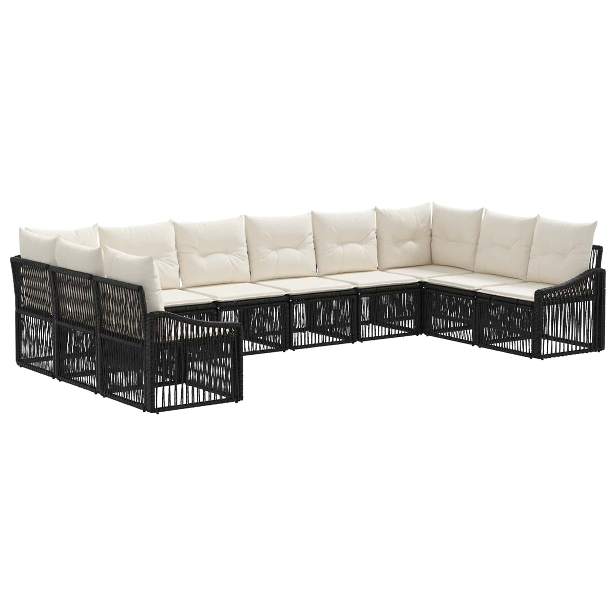 vidaXL Tuinbankenset 11 pcs Zwart poly rattan