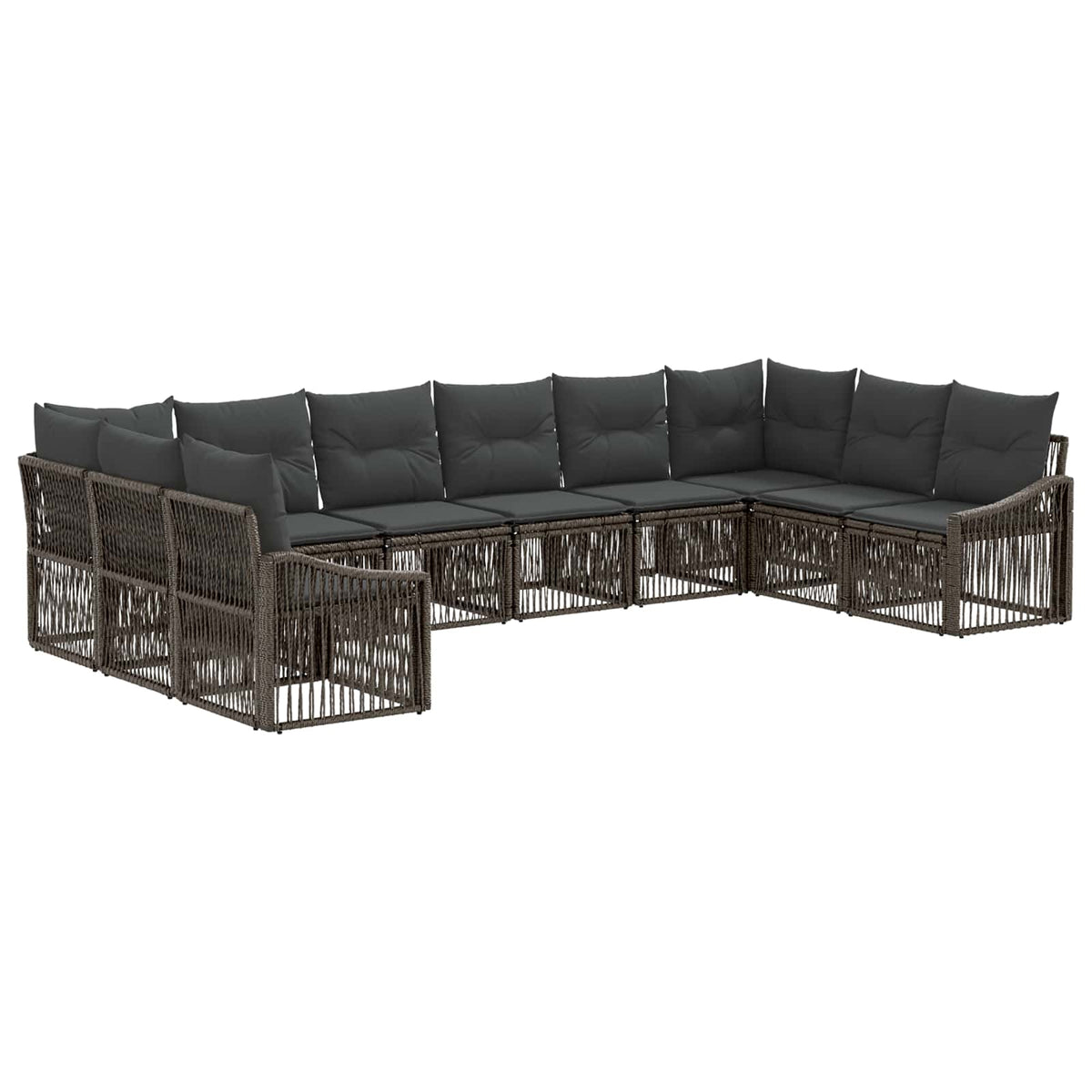 vidaXL Tuinbankenset 11 pcs Zwart poly rattan