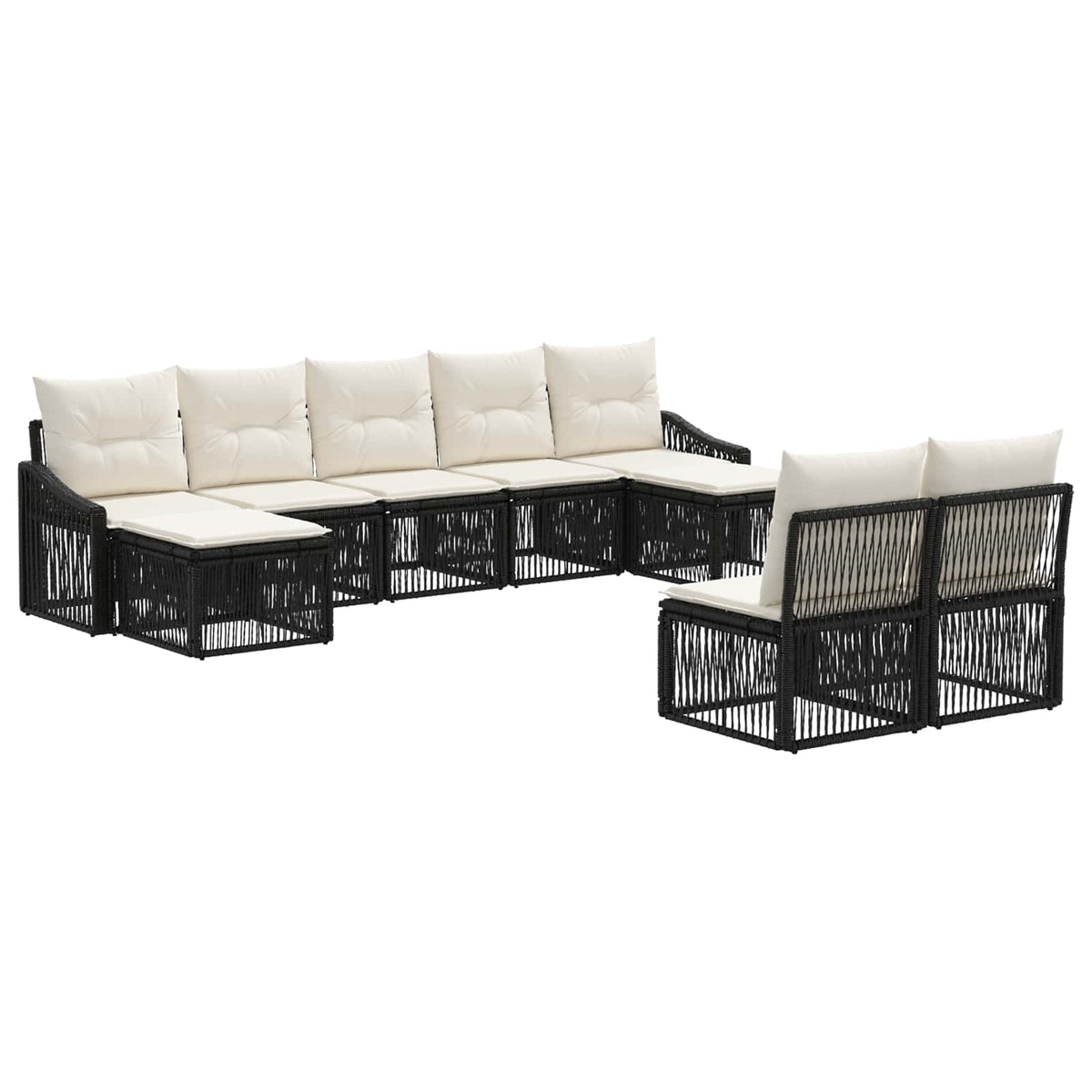 vidaXL Tuinbankenset 10 pcs 9-Aantal zitplaatsen Zwart poly rattan