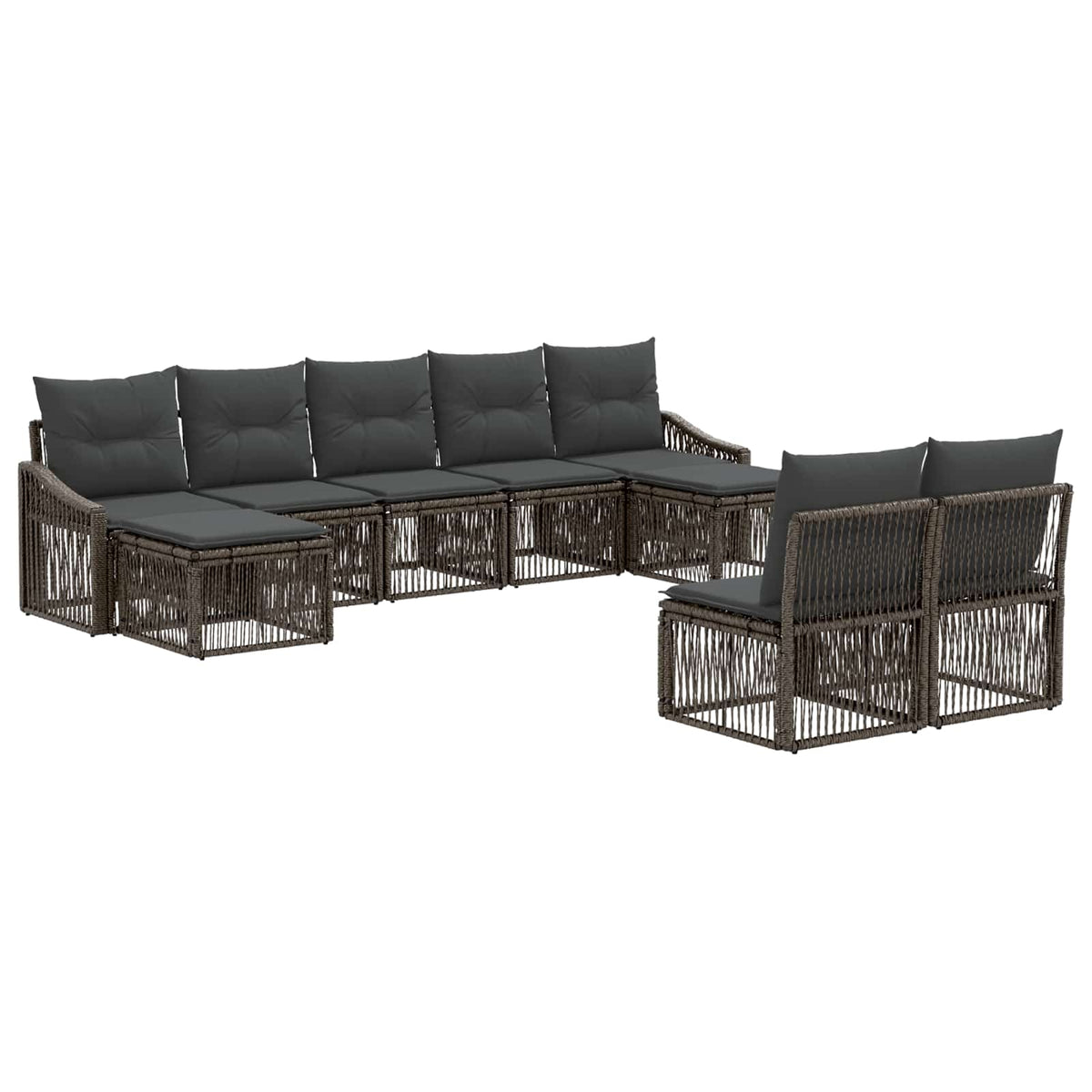 vidaXL Tuinbankenset 10 pcs 9-Aantal zitplaatsen Zwart poly rattan