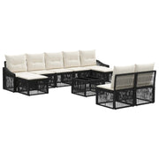 vidaXL Tuinbankenset 10 pcs 9-Aantal zitplaatsen Zwart poly rattan