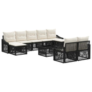 vidaXL Tuinbankenset 10 pcs Zwart poly rattan