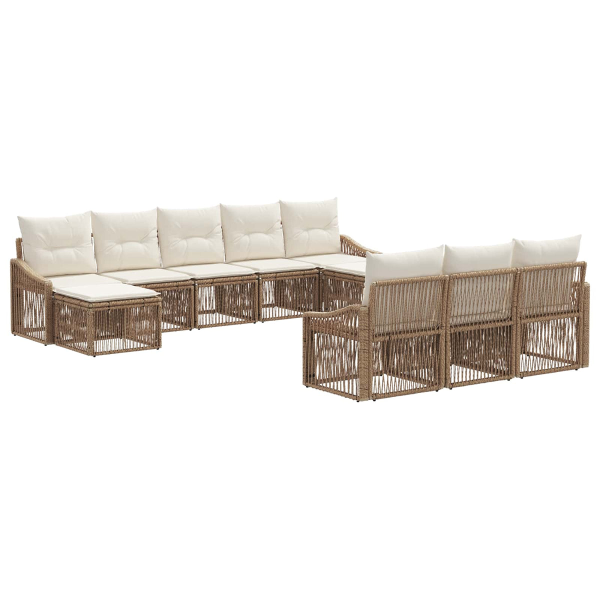 vidaXL Tuinbankenset 11 pcs Zwart poly rattan