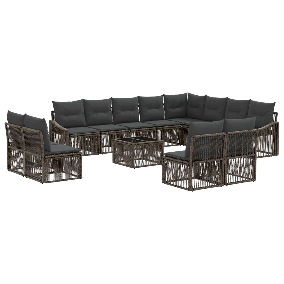 vidaXL Tuinbankenset 13 pcs Zwart poly rattan