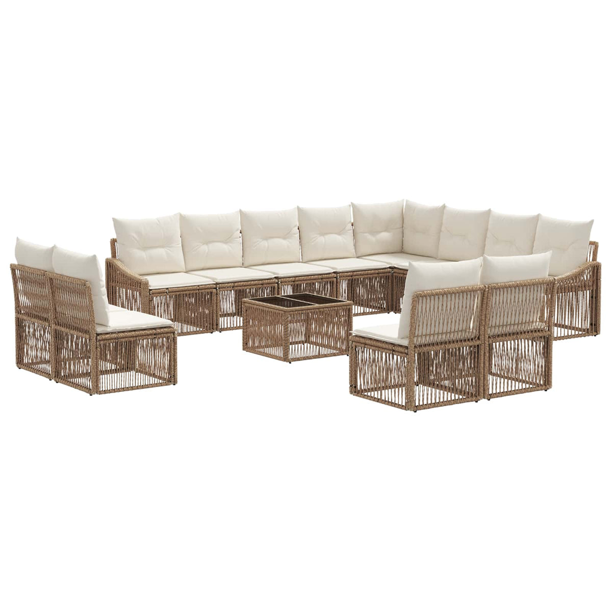 vidaXL Tuinbankenset 13 pcs Zwart poly rattan