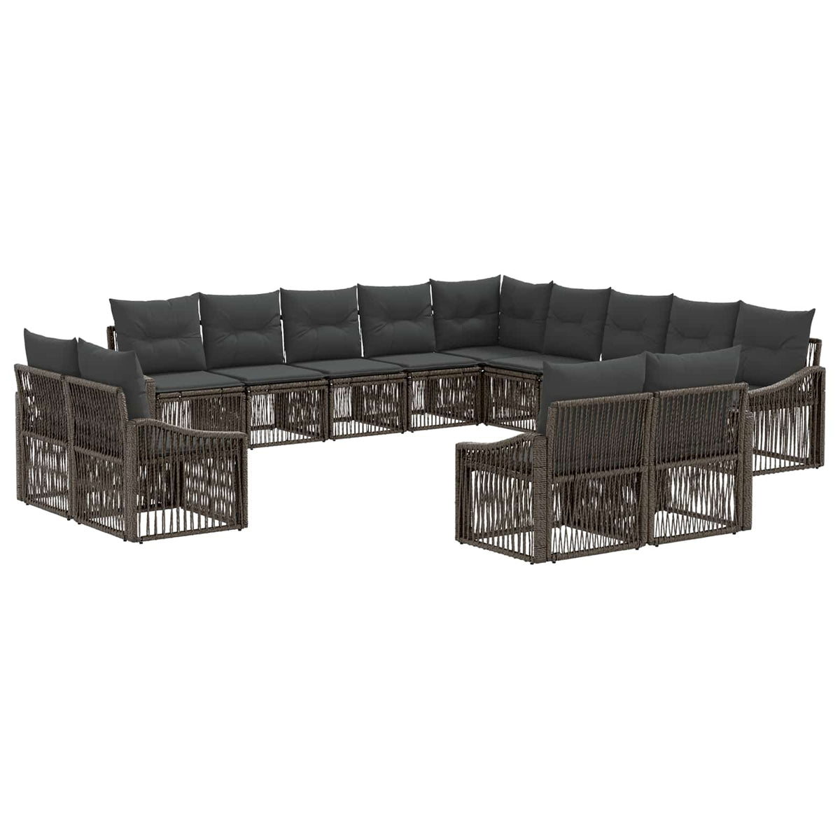 vidaXL Tuinbankenset 14 pcs Zwart poly rattan