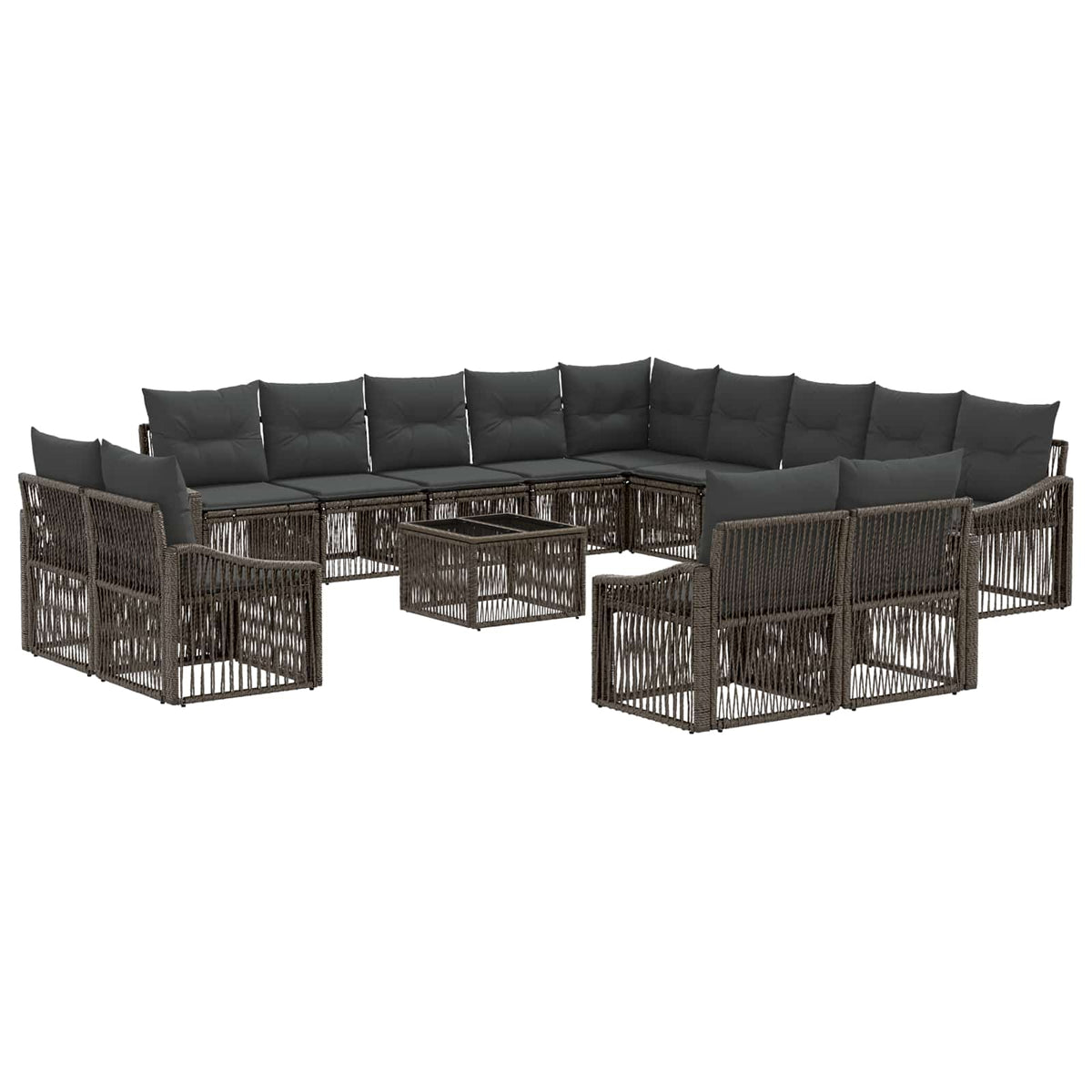 vidaXL Tuinbankenset 14 pcs Zwart poly rattan