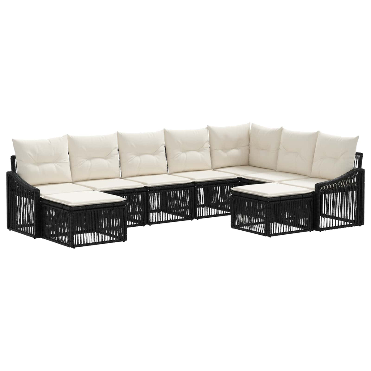 vidaXL Tuinbankenset 10 pcs Zwart poly rattan