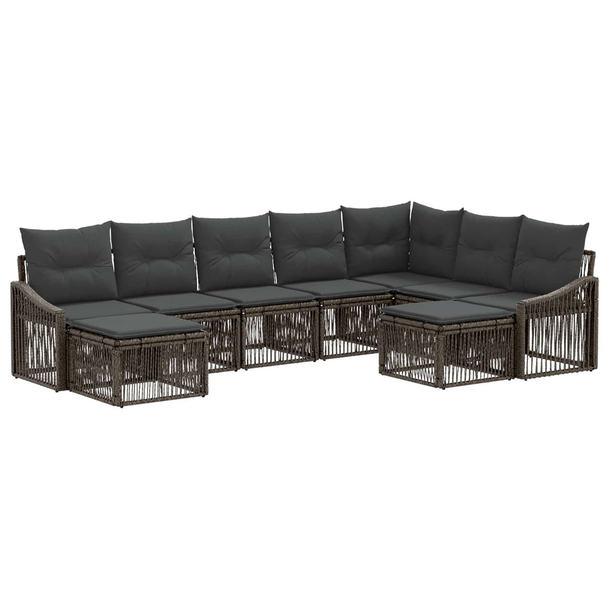 vidaXL Tuinbankenset 10 pcs Zwart poly rattan