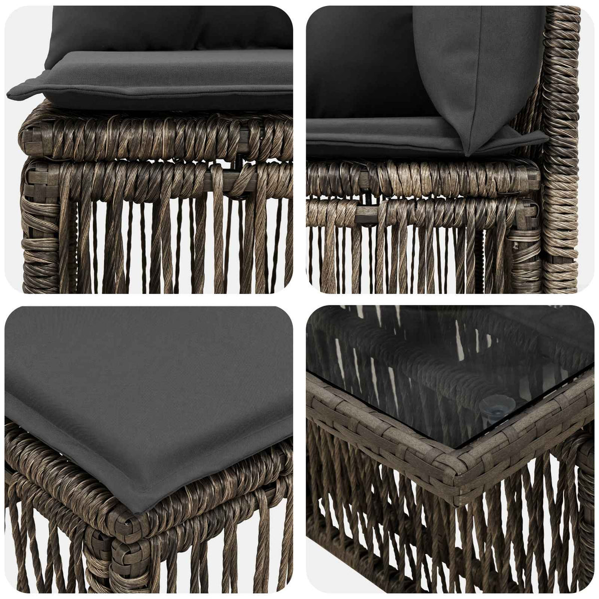 vidaXL Tuinbankenset 6 st Zwart poly rattan
