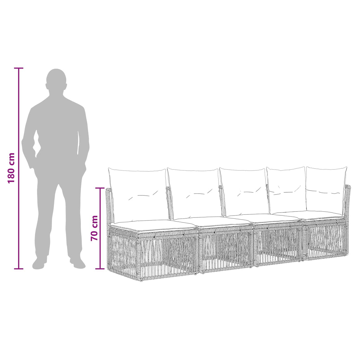 vidaXL Tuinbankenset 14 st Beige poly rattan