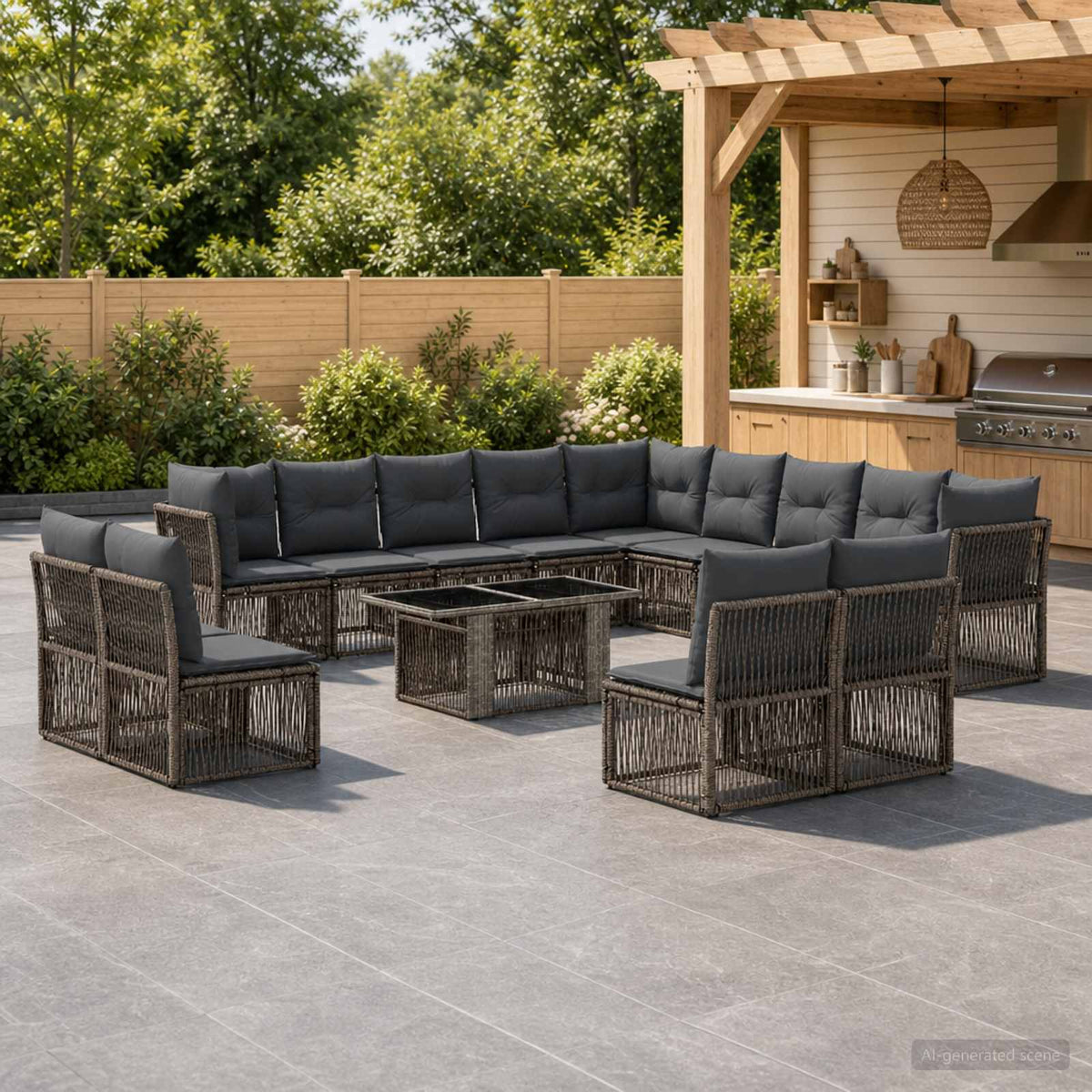 vidaXL Tuinbankenset 14 st Beige poly rattan