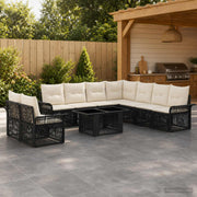 vidaXL Tuinbankenset 10 st Zwart en Cream Wit poly rattan