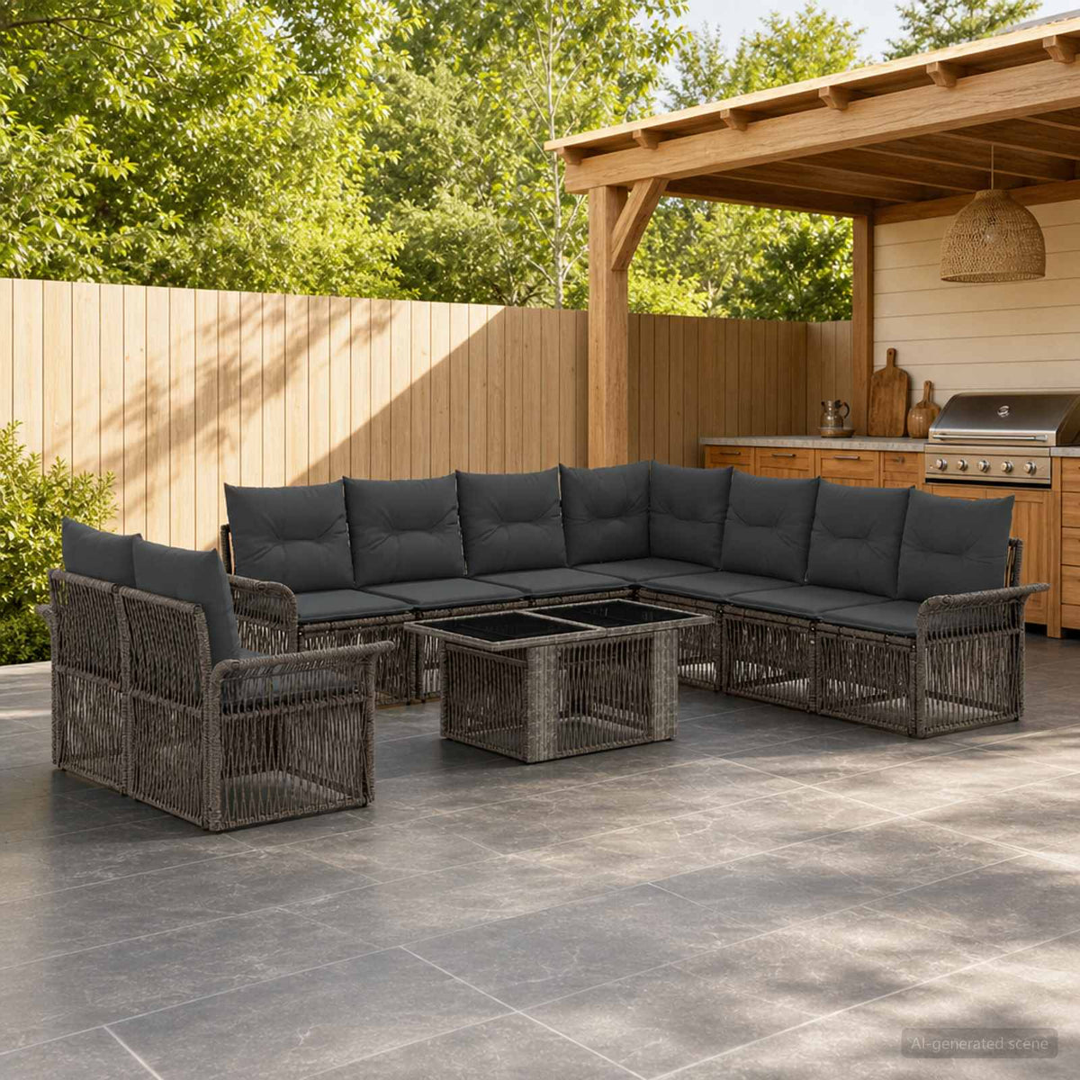 vidaXL Tuinbankenset 10 st Zwart en Cream Wit poly rattan
