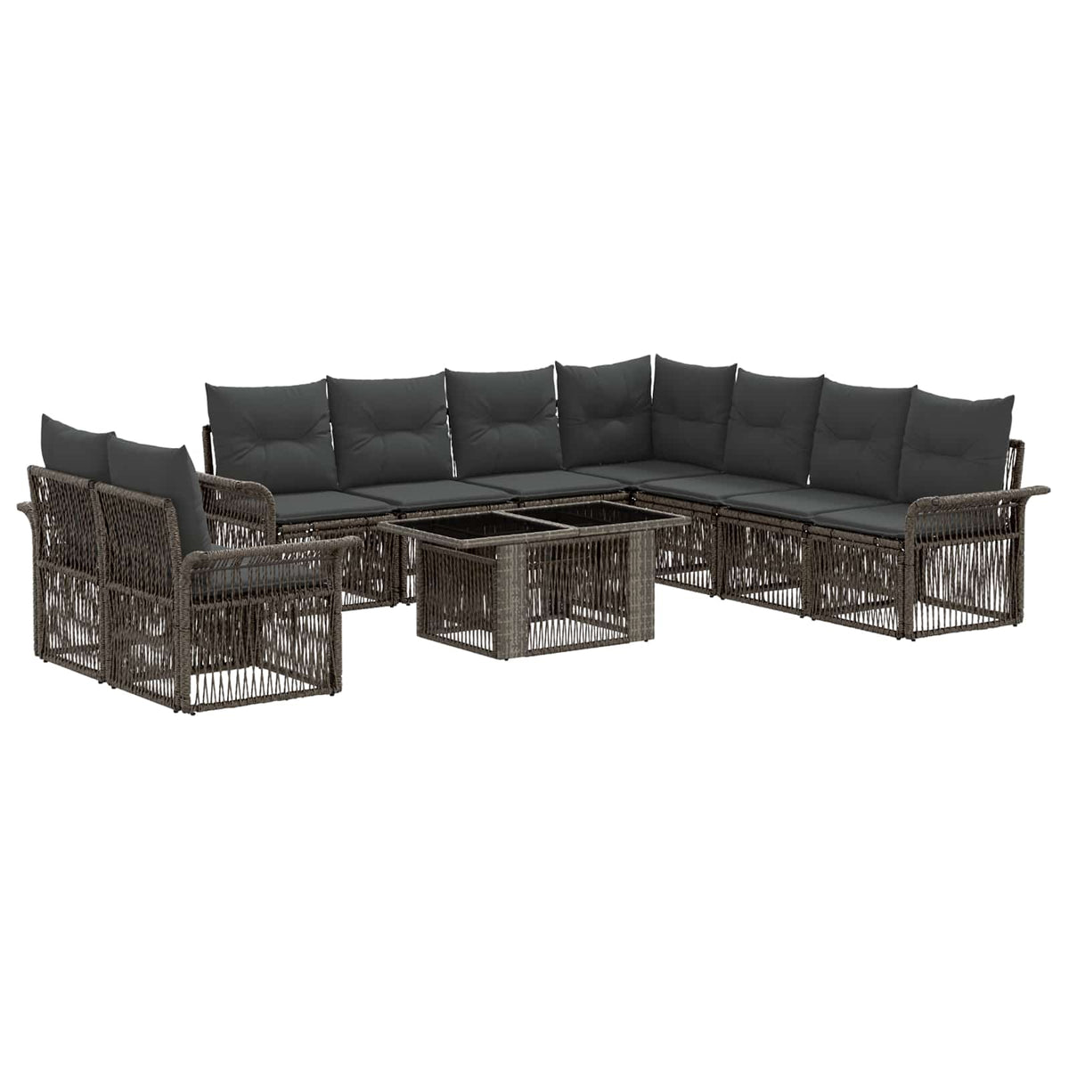 vidaXL Tuinbankenset 10 st Zwart en Cream Wit poly rattan