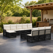 vidaXL Tuinbankenset 11 st Zwart en Cream Wit poly rattan