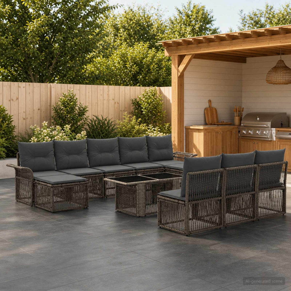 vidaXL Tuinbankenset 11 st Zwart en Cream Wit poly rattan