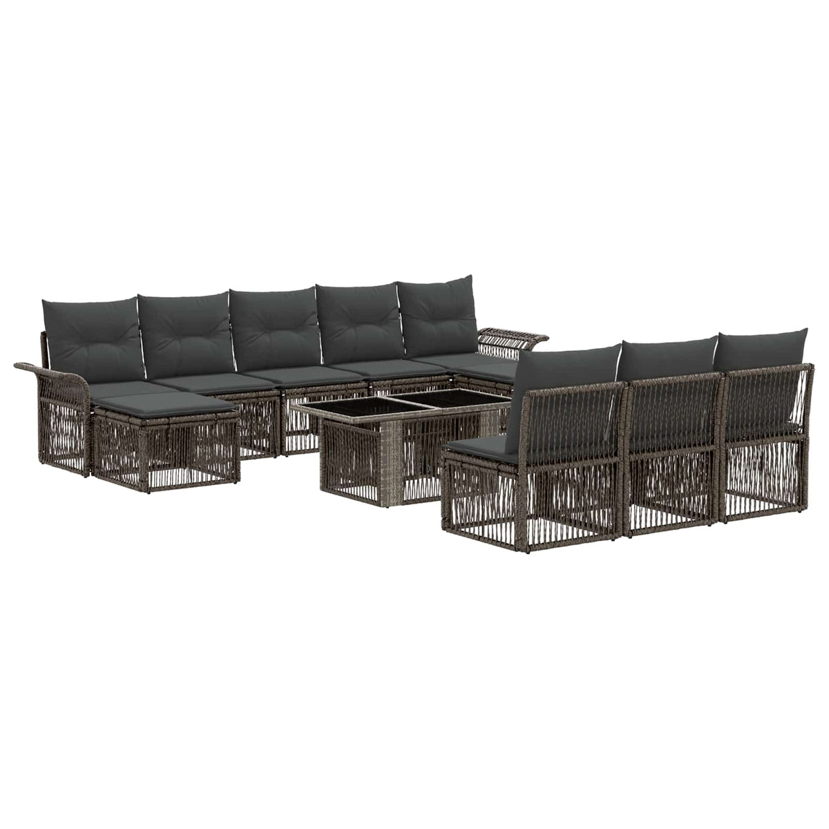 vidaXL Tuinbankenset 11 st Zwart en Cream Wit poly rattan