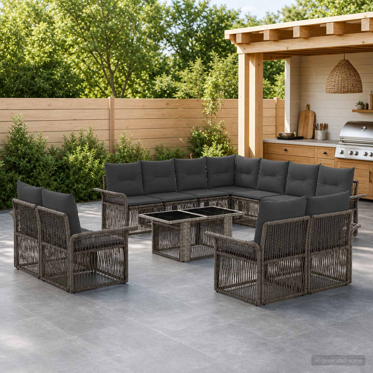 vidaXL Tuinbankenset 12 st Zwart en Cream Wit poly rattan