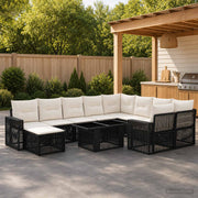 vidaXL Tuinbankenset 11 st Zwart en Cream Wit poly rattan