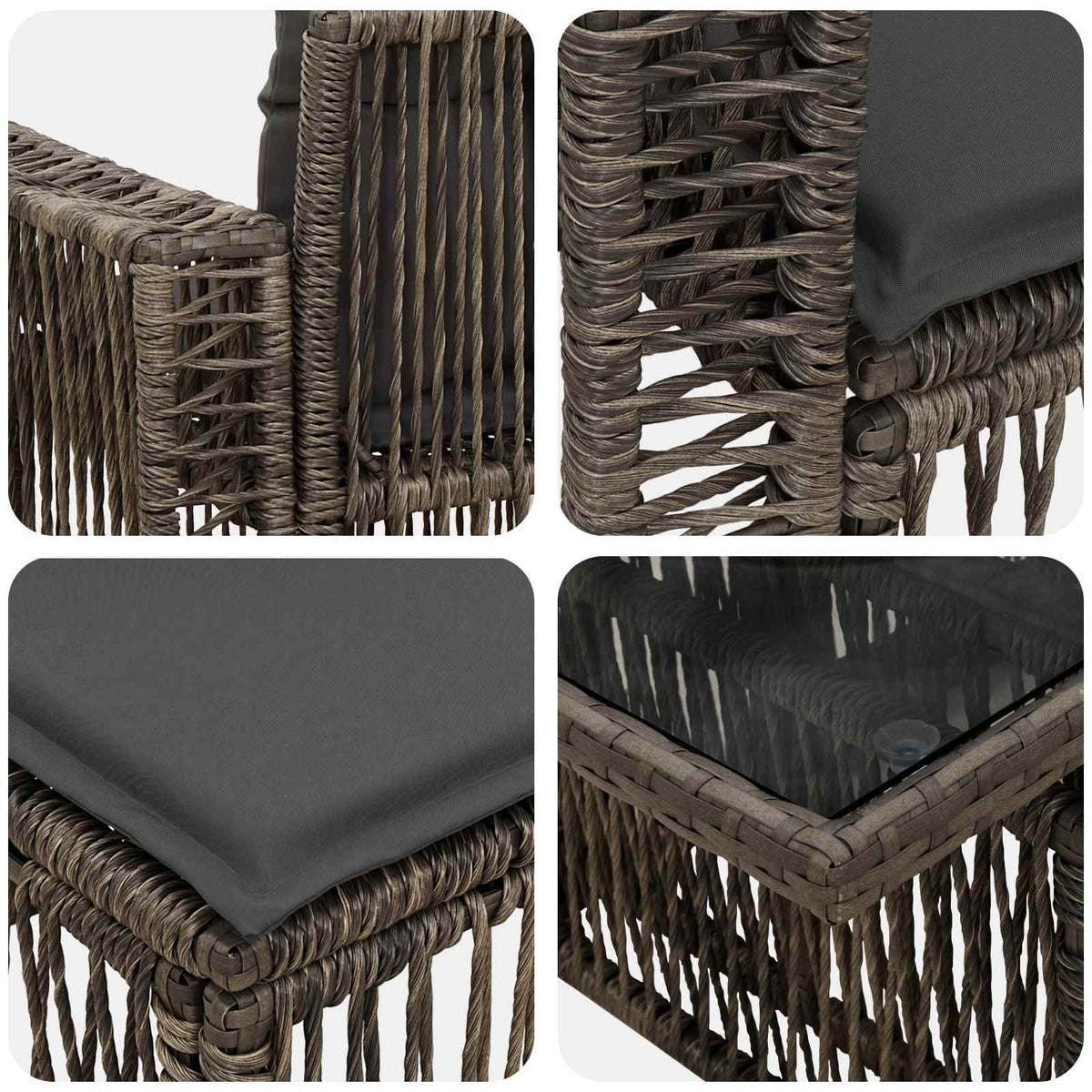 vidaXL Tuinbankenset 11 st Zwart en Cream Wit poly rattan