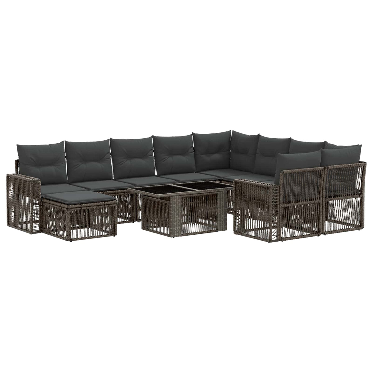vidaXL Tuinbankenset 11 st Zwart en Cream Wit poly rattan