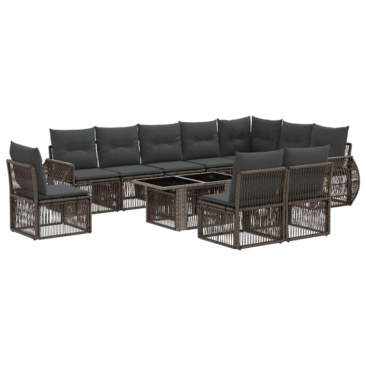 vidaXL Tuinbankenset 11 st Zwart en Cream Wit poly rattan