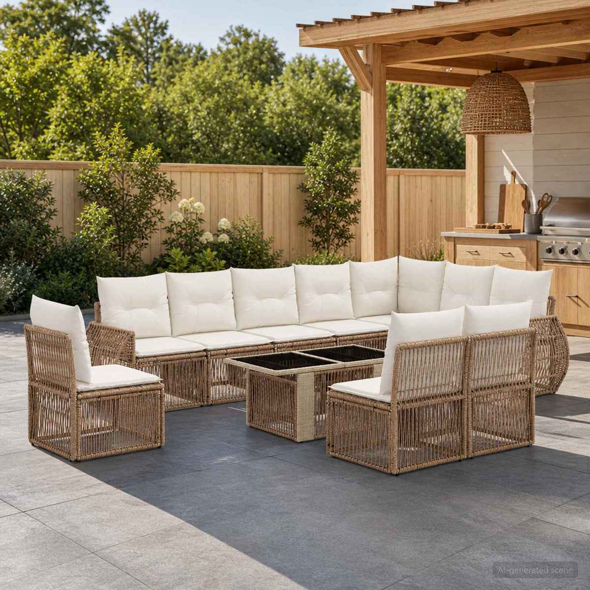 vidaXL Tuinbankenset 11 st Zwart en Cream Wit poly rattan