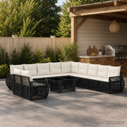 vidaXL Tuinbankenset 12 st Zwart en Cream Wit poly rattan