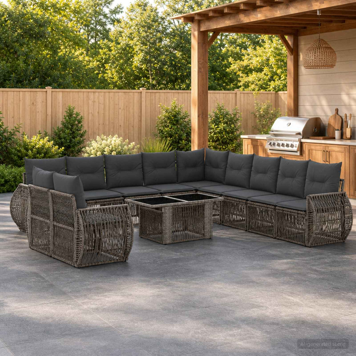 vidaXL Tuinbankenset 12 st Zwart en Cream Wit poly rattan