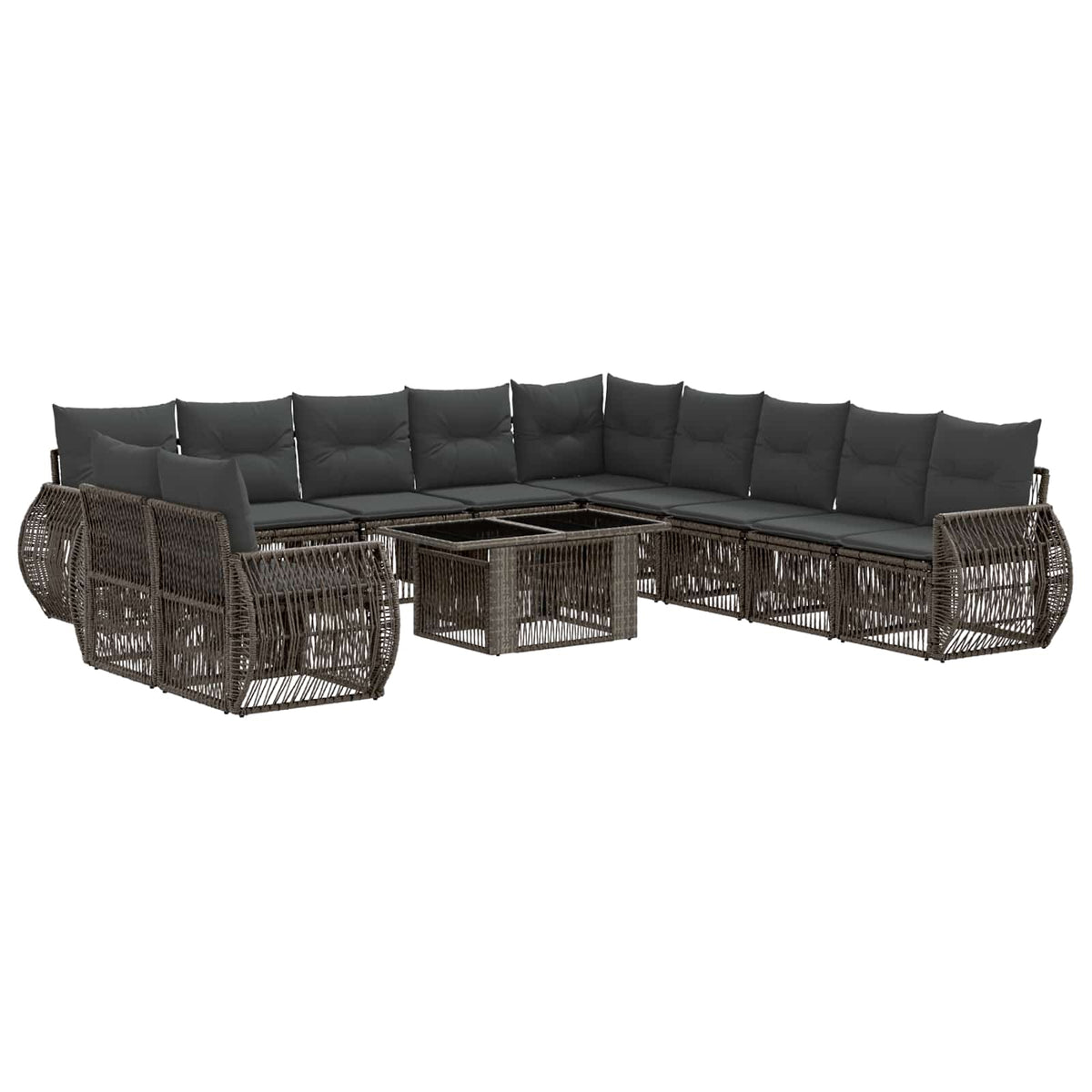 vidaXL Tuinbankenset 12 st Zwart en Cream Wit poly rattan