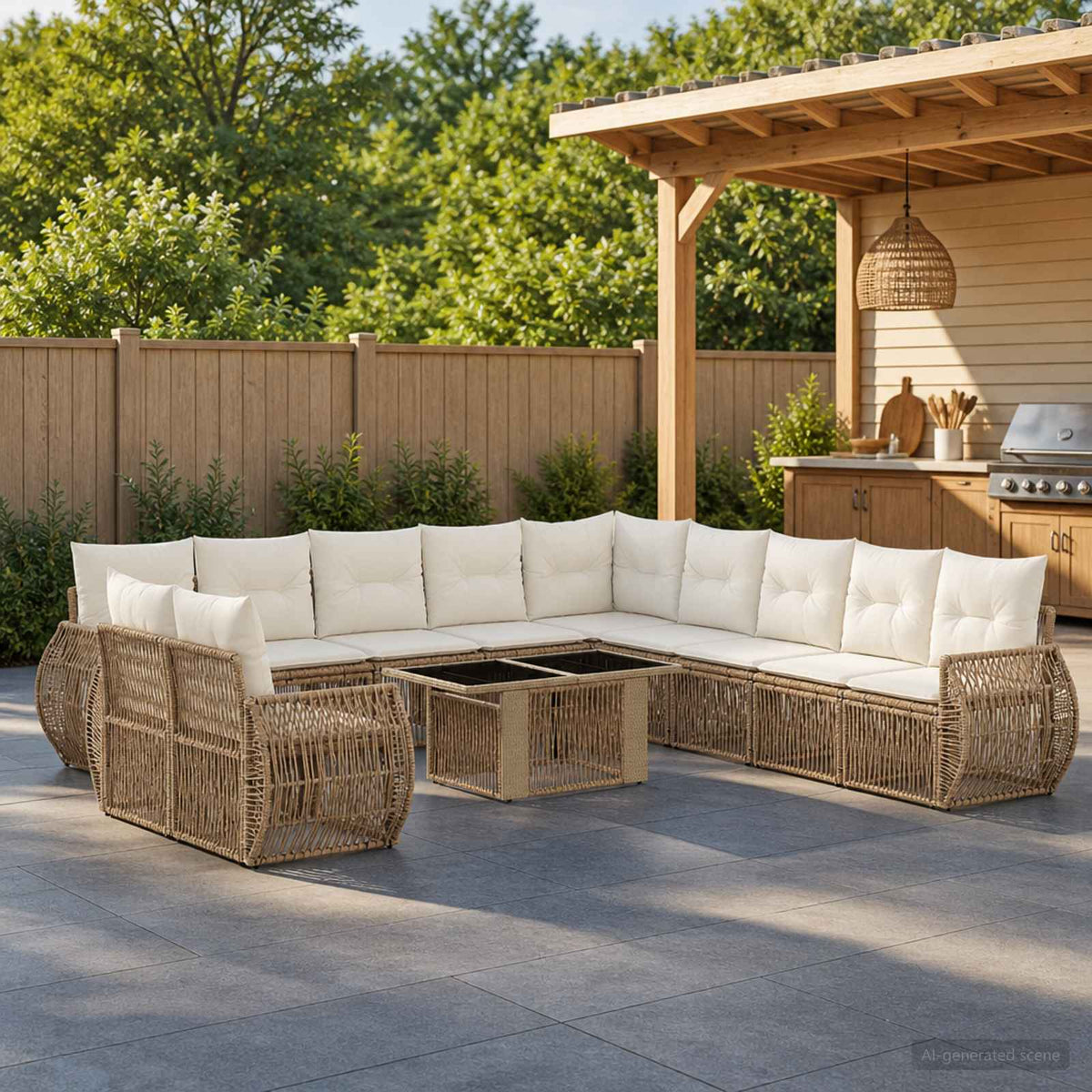 vidaXL Tuinbankenset 12 st Zwart en Cream Wit poly rattan