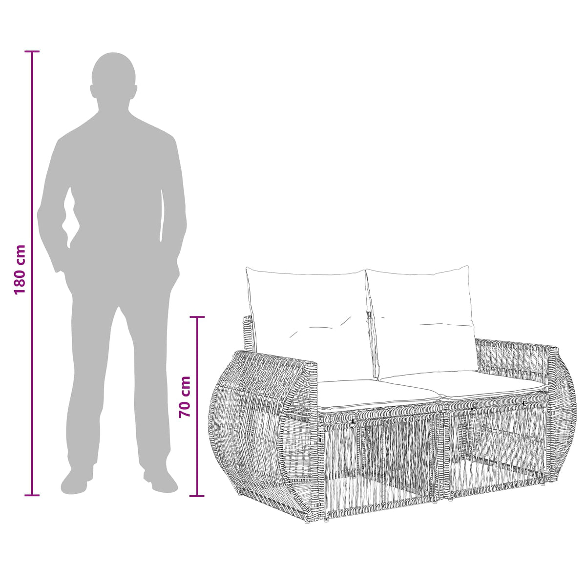 vidaXL Tuinbankenset 8 st Zwart en Cream Wit poly rattan