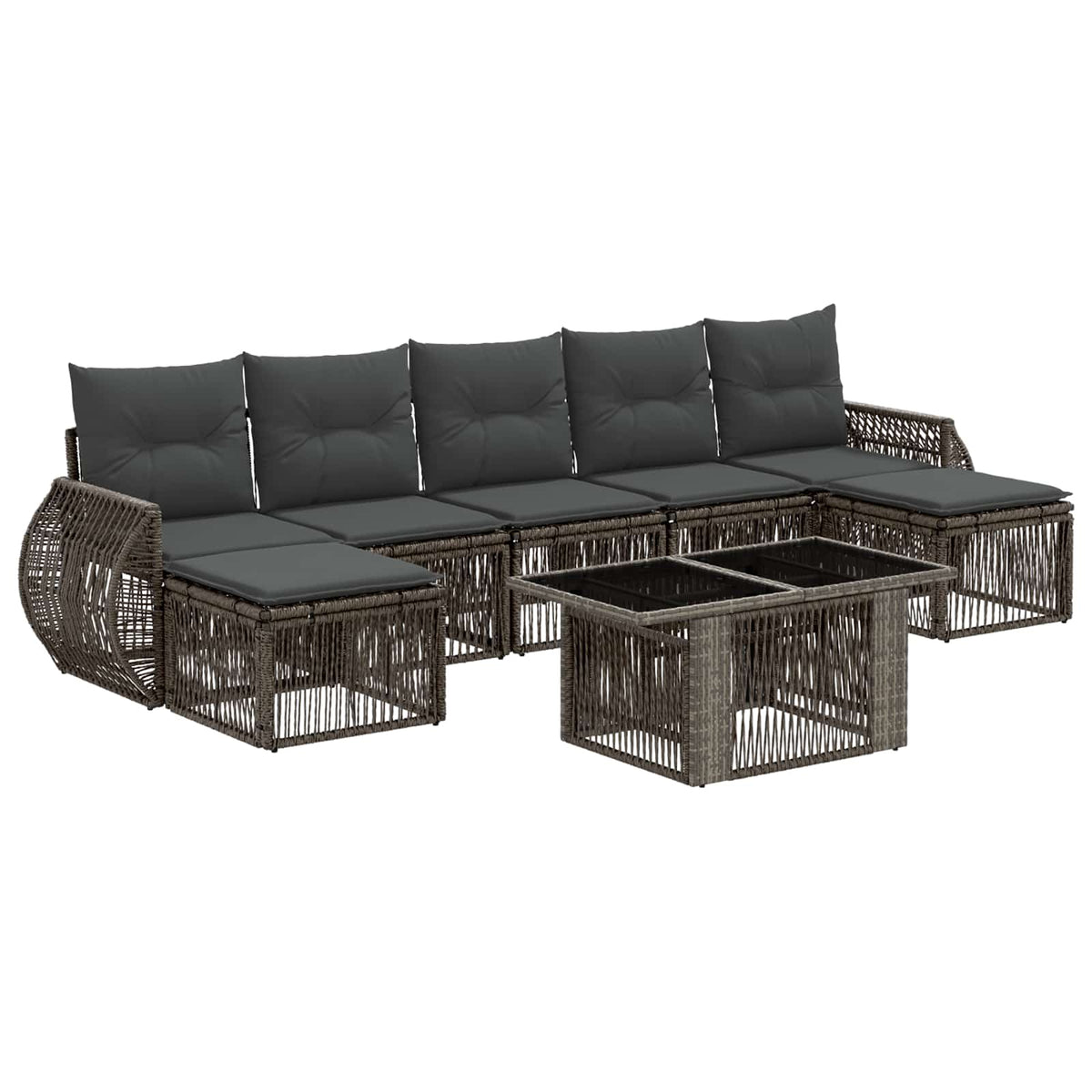 vidaXL Tuinbankenset 8 st Zwart en Cream Wit poly rattan