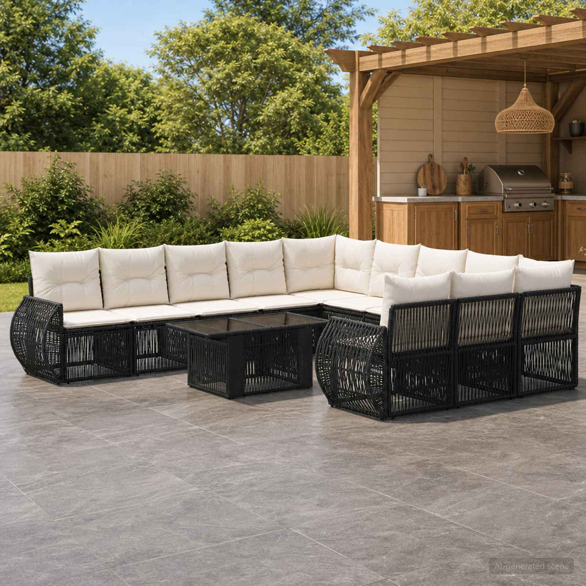 vidaXL Tuinbankenset 12 st Zwart en Cream Wit poly rattan