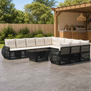 vidaXL Tuinbankenset 12 st Zwart en Cream Wit poly rattan
