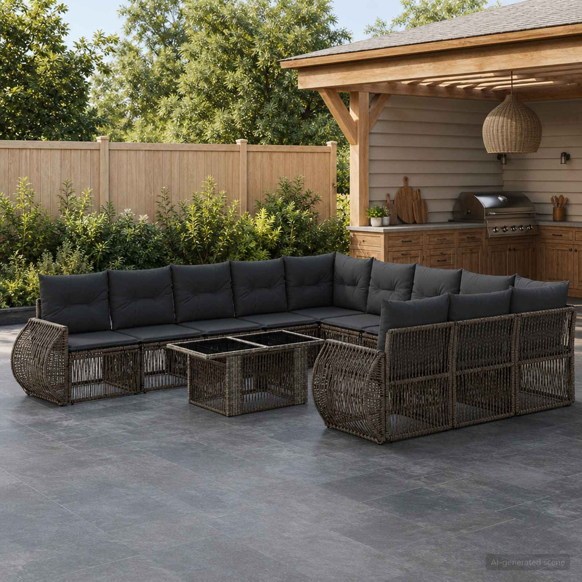 vidaXL Tuinbankenset 12 st Zwart en Cream Wit poly rattan