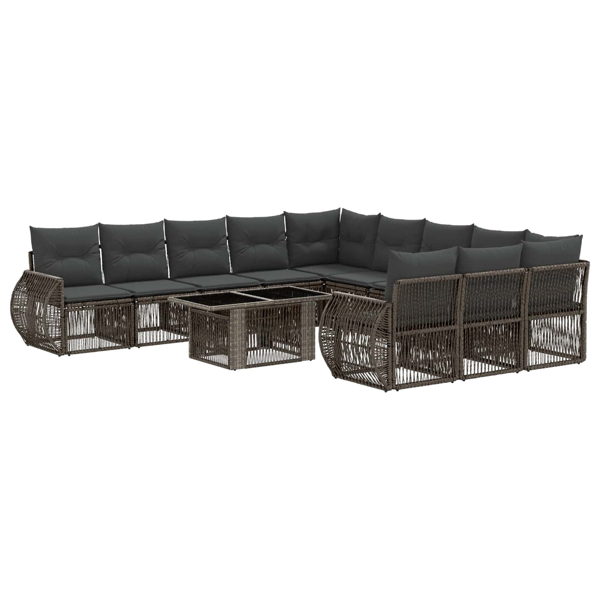 vidaXL Tuinbankenset 12 st Zwart en Cream Wit poly rattan