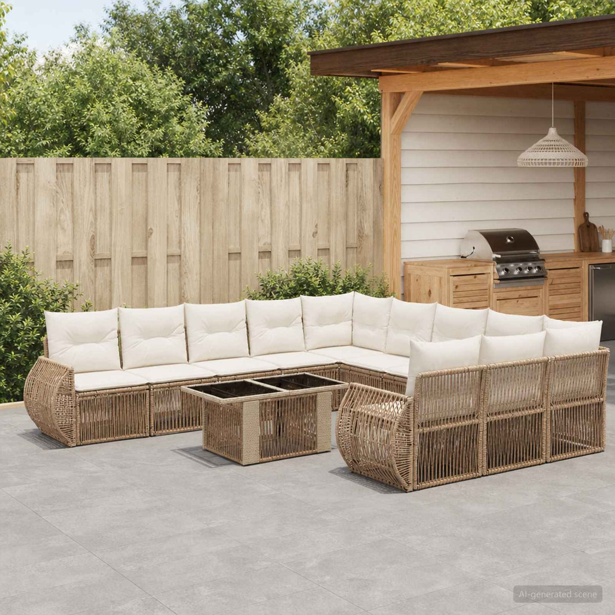 vidaXL Tuinbankenset 12 st Zwart en Cream Wit poly rattan
