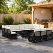 vidaXL Tuinbankenset 14 st Zwart en Cream Wit poly rattan