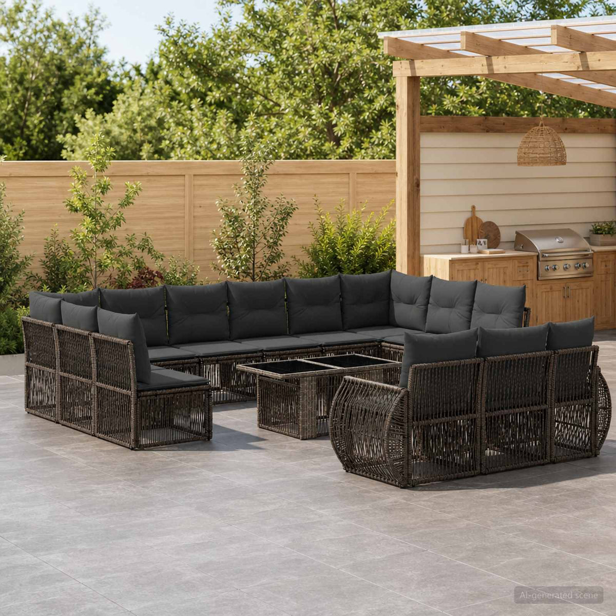 vidaXL Tuinbankenset 14 st Zwart en Cream Wit poly rattan