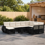 vidaXL Tuinbankenset 11 st Zwart en Cream Wit poly rattan