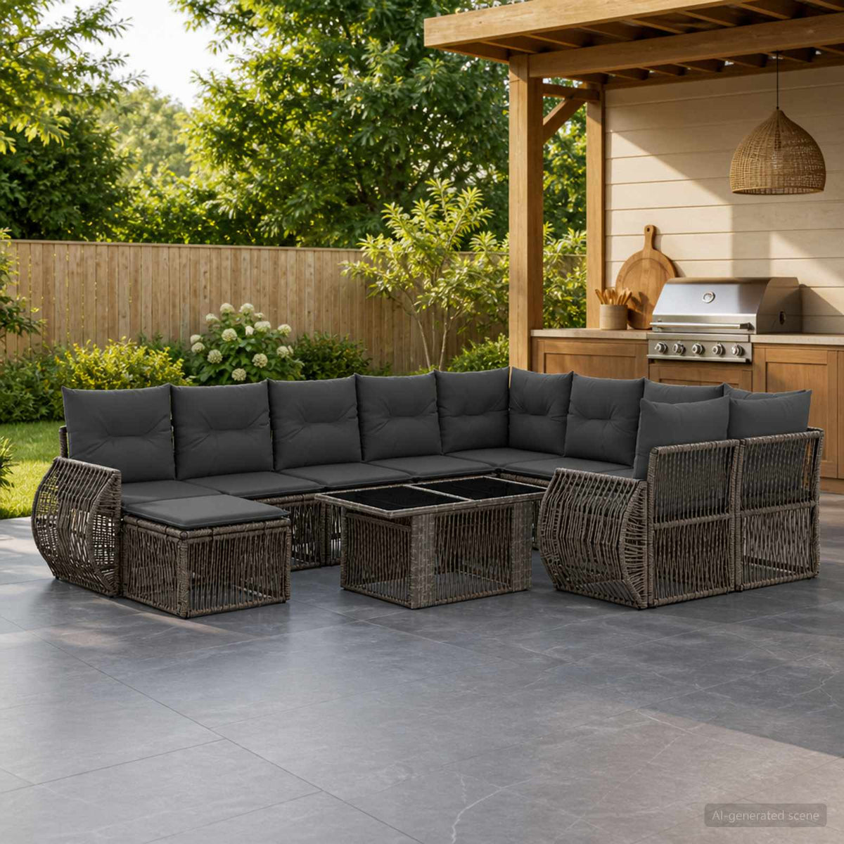 vidaXL Tuinbankenset 11 st Zwart en Cream Wit poly rattan