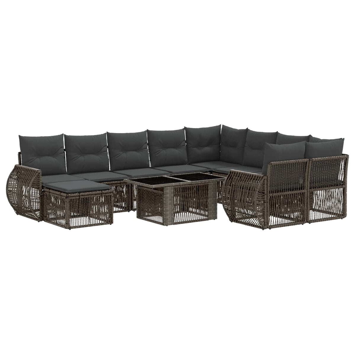 vidaXL Tuinbankenset 11 st Zwart en Cream Wit poly rattan