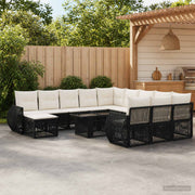 vidaXL Tuinbankenset 13 st Zwart en Cream Wit poly rattan