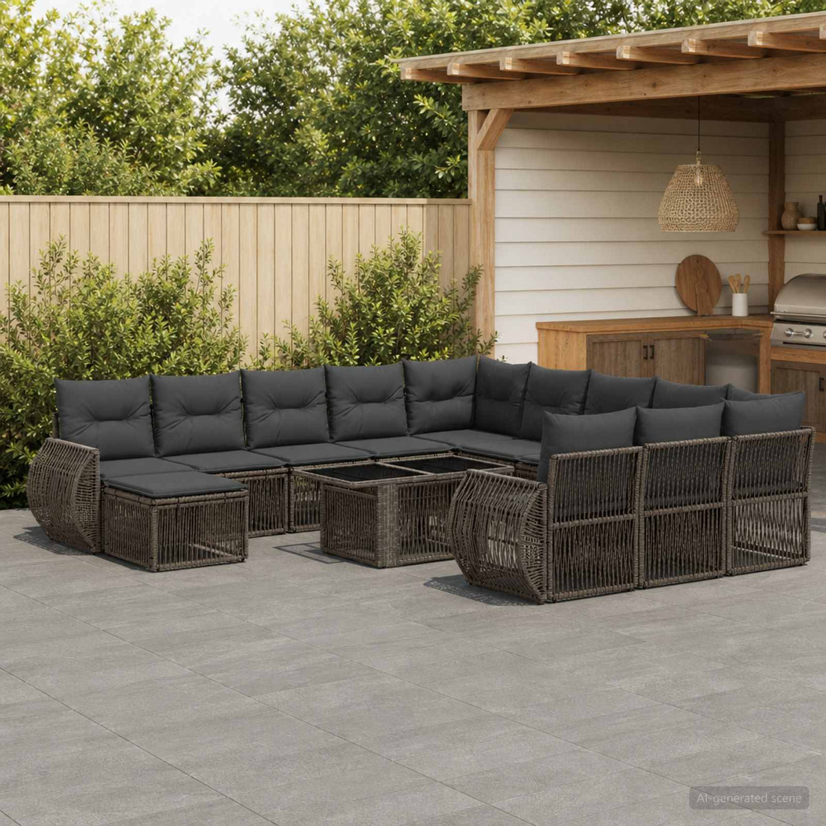 vidaXL Tuinbankenset 13 st Zwart en Cream Wit poly rattan