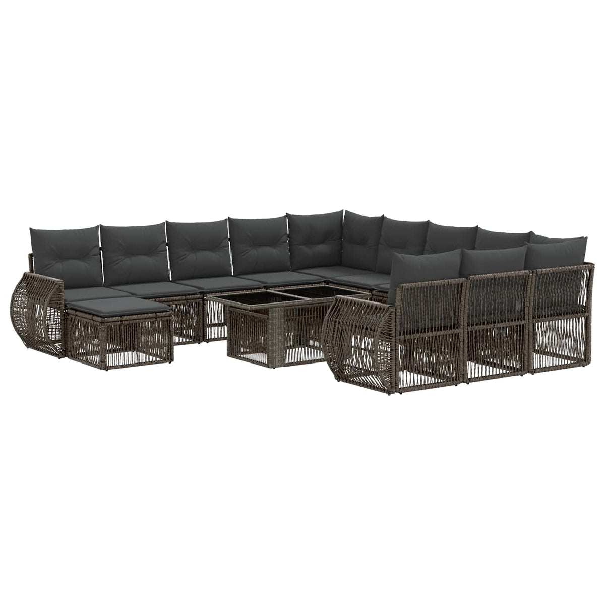 vidaXL Tuinbankenset 13 st Zwart en Cream Wit poly rattan