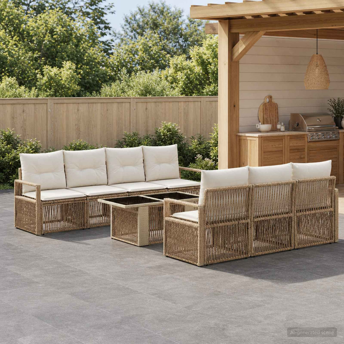 vidaXL Tuinbankenset 8 st Zwart en Cream Wit poly rattan
